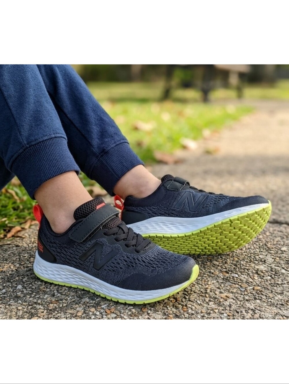New Balance Arishi Running Shoes Black With Lemon Slush & Neon Flame Size 1